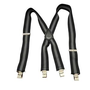 Carhartt Mens Heavy Duty Work Suspenders Black Grey Striped X-Back Adjustable